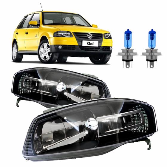 Par Farol Gol G4 2006 07 08 A 2012 Máscara Negra + Lampada Menor preço em Par Farol Gol G4 2006 07 08 A 2012 Máscara Negra + Lampada