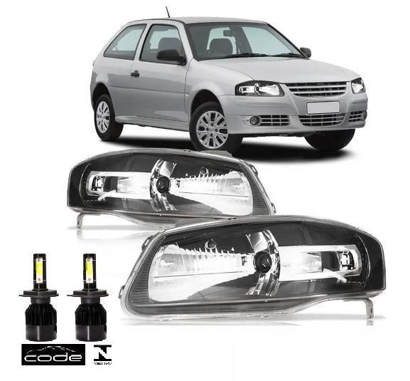 Imagem de Par farol gol parati saveiro g4 power mascara negra 6000k