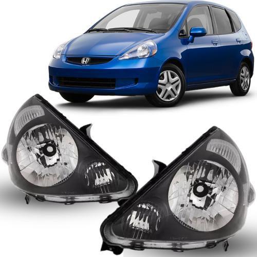 Imagem de Par farol honda fit 2003 2004 2005 2006 2007 mascara negra