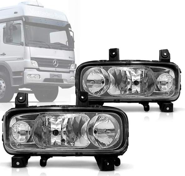 Imagem de Par Farol Liso Atego 2008 2009 2010 2011 Com Auxiliar