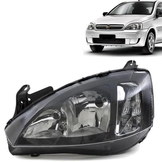 Imagem de Par Farol Mascara Negra Corsa Sedan Montana 2008 Ate 2012 Usa Lampada H7 / H1