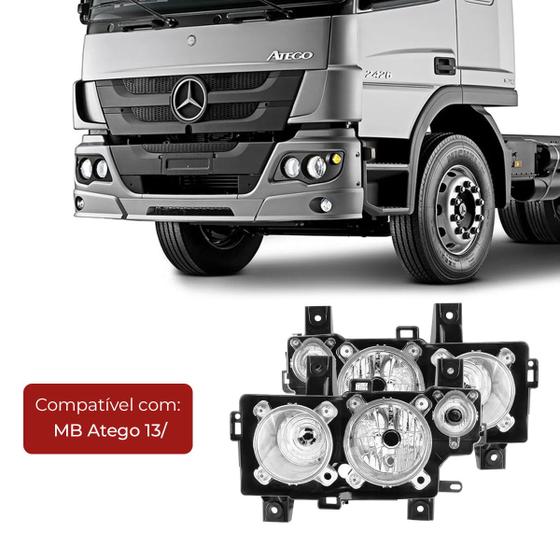 Imagem de Par Farol Mb Atego 2013 A 2021 H7/h1 Com Lanterna Pisca Nino