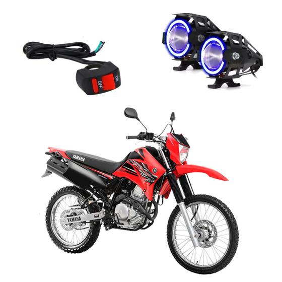 Imagem de Par Farol Milha Angel Eye U7 Mini Azul para Moto XTZ 250 Lander 249cc 2007 2008 2009 2010 2011 2012 2013 ate 2022