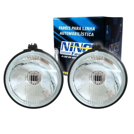 Imagem de Par Farol Milha Auxiliar H3 Redondo Carcaça Ferro 110Mm Nino