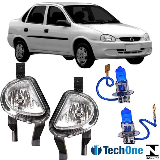 Imagem de Par farol milha chevrolet corsa 2000 a 2002 e super branca