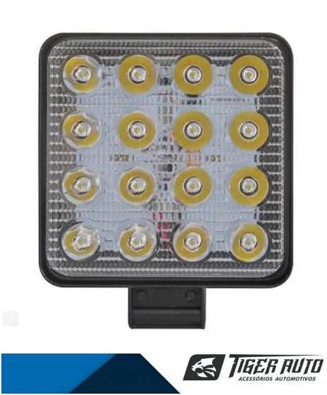 Imagem de Par farol milha led universal 12/24v 16 leds 6000k quadrado