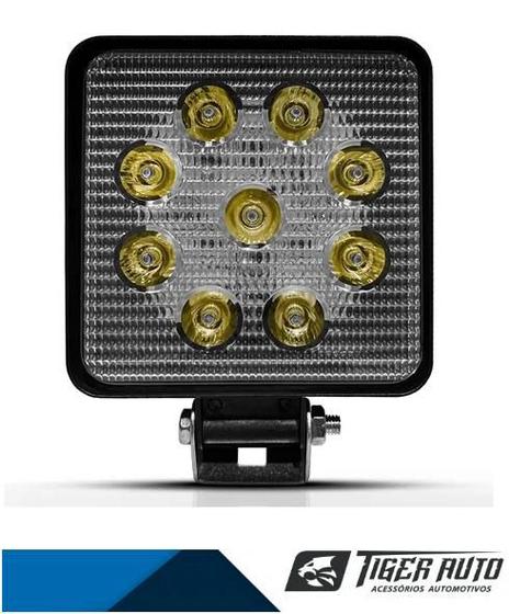 Imagem de Par farol milha led universal 12/24v 9 leds 6000k quadrado