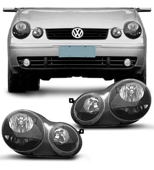 Par farol Polo Hatch Sedan Máscara Negra Sport 2003 2004 2005 2006