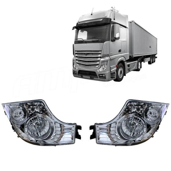 Imagem de Par Farol Principal Compatível Mercedes Actros Mp4 Após 2020