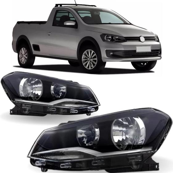 Imagem de Par farol saveiro g6 2013 2014 2015 2016 foco duplo cromado