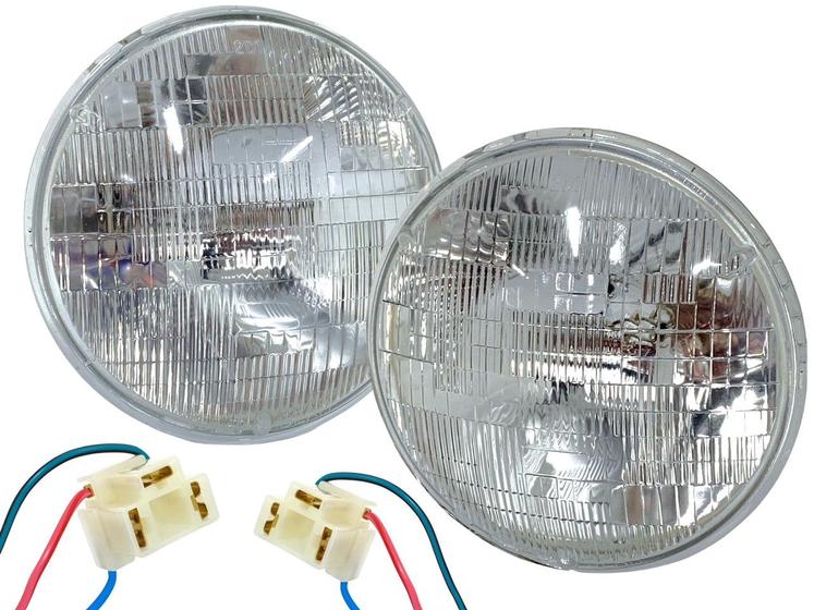 Imagem de Par Farol Sealed Beam Fusca Chevette Maverick Opala Corcel 1 C10 + Soquete do Farol