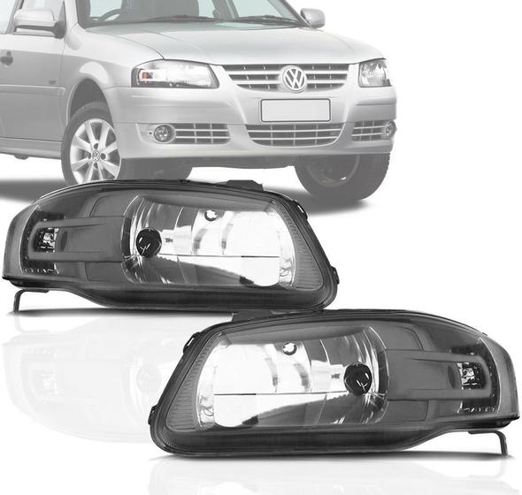 Imagem de Par Farol Vw Gol G4 2004 2005 2006 2007 2008 Mascará Cinza