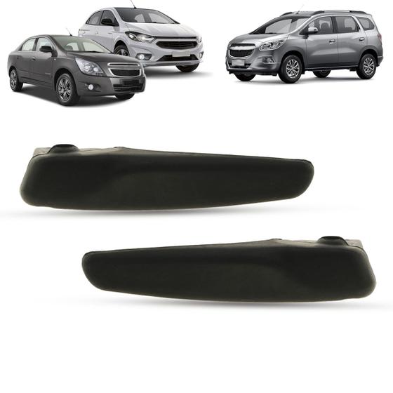 Imagem de Par Gatilho Maçaneta Interna da Porta Dianteira Traseira Preto Chevrolet Onix Prisma 2013 a 2019 Cobalt Spin após 2012