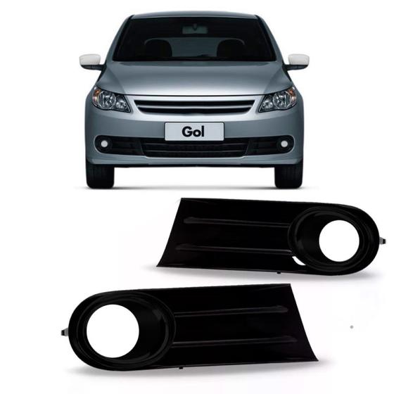 Imagem de Par Grade Moldura Farol Milha Gol G5 2008 2009 2010 2011 2012 Preto Com Furo