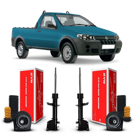 Imagem de Par Kit Amortecedor Kayaba Coxim Batente Coifa Suspensão Dianteira Fiat Strada 2000 2001 2002 2003 2004 2005 2006 2007