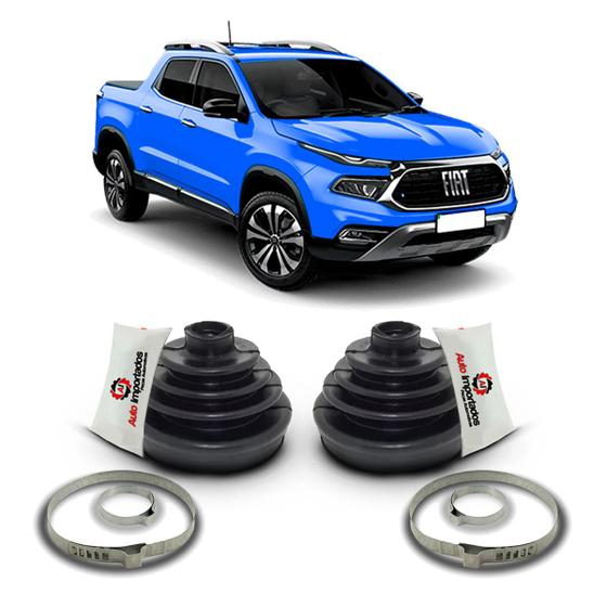 Imagem de Par Kit Coifa Borracha Graxa Abraçadeira Homocinética Lado Roda Fiat Toro 2021 2022 2023 2024