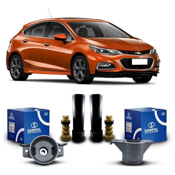 Imagem de Par Kit Coxim Suporte Amortecedor Batente Coifa Traseiro Chevrolet Cruze Hatch 2017 2018 2019 2020 2021 2022 2023