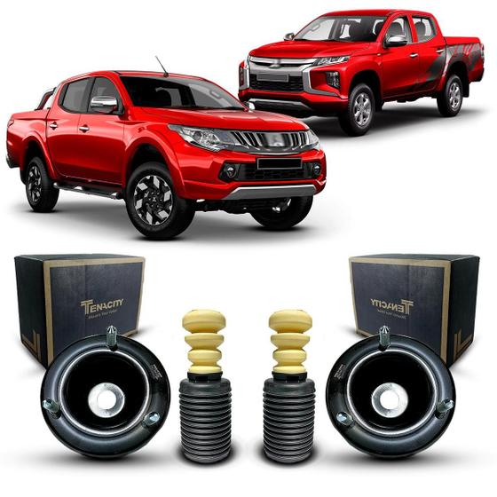 Imagem de Par Kit Coxim Suporte Amortecedor Dianteiro Coifa Mitsubishi L200 Triton 2017 2018 2019 2020 2021 2022 2023 2024 2025