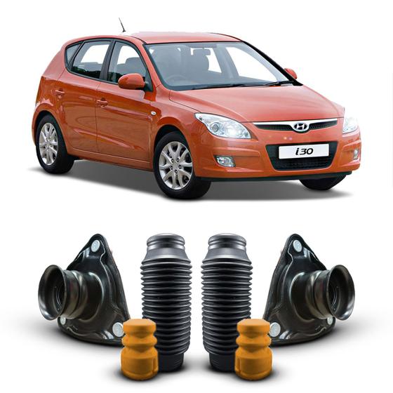 Imagem de Par Kit Coxim Suporte Batedor + Batente Coifa Guarda Pó Dianteiro Suspensão Dianteira Hyundai I30 2009 2010 2011 2012