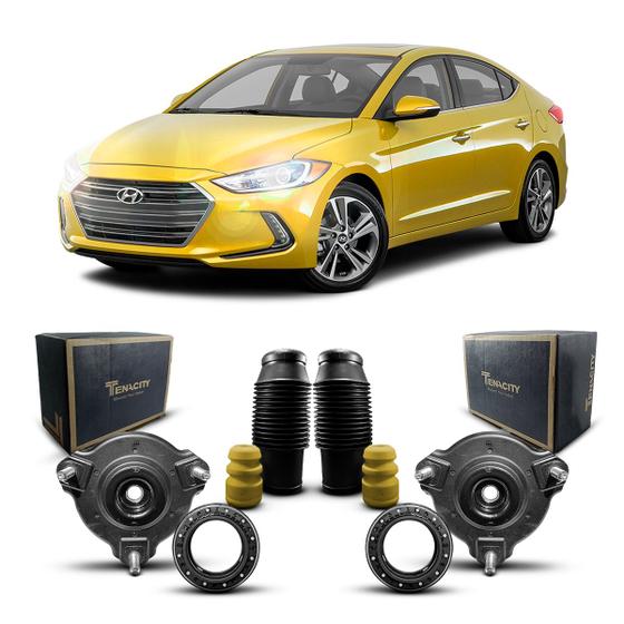 Imagem de Par Kit Coxim Suporte Rolamento Original Tenacity Batente Coifa Amortecedor Dianteiro Hyundai Elantra 2016 2017 2018