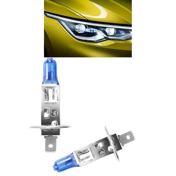 Imagem de Par Lâmpada Automotiva Super Branca Farol Carro H1 55w 8500k