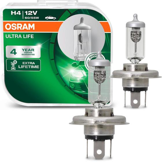 Par Lâmpada Halógena Osram H4 Ultra Life 3200K 12V 60/55W Farol Carro Menor preço em Par Lâmpada Halógena Osram H4 Ultra Life 3200K 12V 60/55W Farol Carro