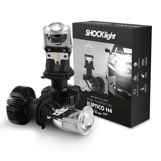 Imagem de Par Lâmpada LED H4 6500K 12V 5200 Lúmens 36w Projetor Canhão Elíptico