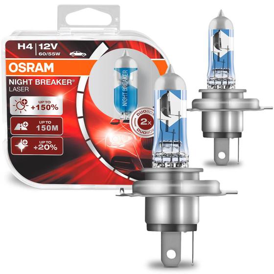 Par Lâmpada Osram Halógena H4 Night Breaker Laser 3900K 60/55W 12V Farol Menor preço em Par Lâmpada Osram Halógena H4 Night Breaker Laser 3900K 60/55W 12V Farol