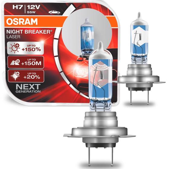 Par Lâmpada Osram Halógena H7 Night Breaker Laser 3900K 12V 55W Farol Carro Menor preço em Par Lâmpada Osram Halógena H7 Night Breaker Laser 3900K 12V 55W Farol Carro
