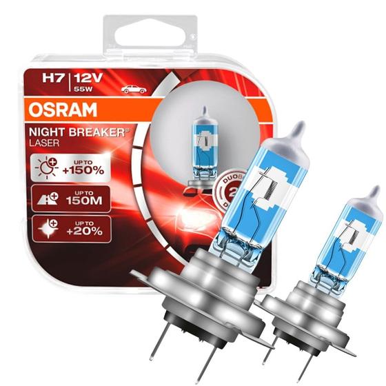 Imagem de Par Lâmpada Osram Halógena H7 Night Breaker Laser 55W 12v 64210NL Farol Carro