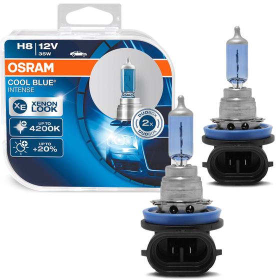 Par Lâmpada Osram Halógena H8 Cool Blue Intense 4200K 12V 35W Efeito Xenon Farol Carro Menor preço em Par Lâmpada Osram Halógena H8 Cool Blue Intense 4200K 12V 35W Efeito Xenon Farol Carro