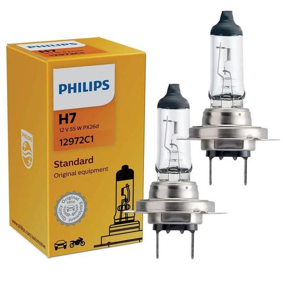 Imagem de Par Lâmpada Philips Standard 55W 12V H7 PX26d Hiodo Farol