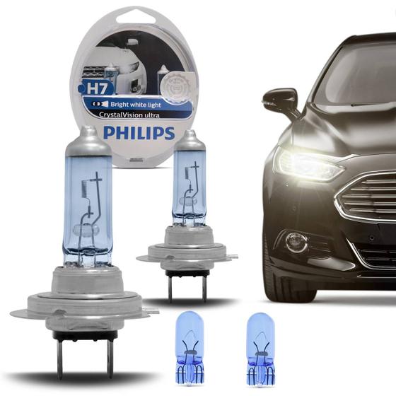 Par Lâmpada Philips Super Branca H7 Crystal Vision 4300K 55W + 2 Lâmpadas Pingo Efeito Xenon Menor preço em Par Lâmpada Philips Super Branca H7 Crystal Vision 4300K 55W + 2 Lâmpadas Pingo Efeito Xenon