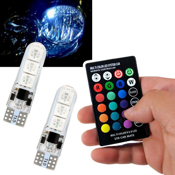 Imagem de Par Lampada Pingão LED Muda de Cor com Controle Rem 16 cores
