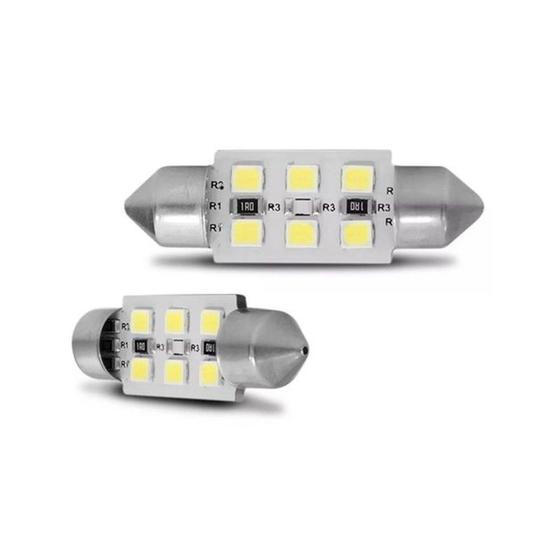 Imagem de Par Lâmpada Torpedo 6 Leds 42mm 12V Branco