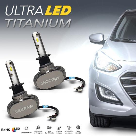 Imagem de Par Lâmpadas H1 Farol Alto Montana Ultra Led Shocklight 10000 Lumens Forte Branco Efeito Xenon 2004 2005 2006 2007 2008