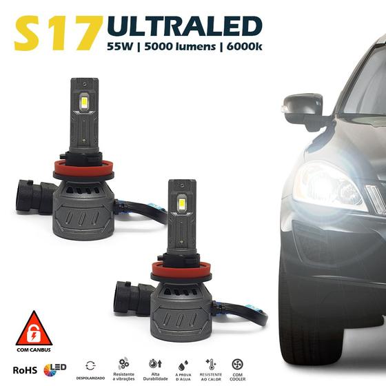 Imagem de Par Lâmpadas H11 Farol Baixo Nissan Kicks Ultra Led 10000 Lumens Canbus Canceller Não Acusa 2016 2017 2018 2019 2020