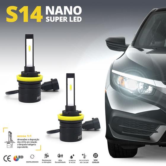 Imagem de Par Lâmpadas H11 Farol Milha Rav4 1999 2000 2001 2002 2003 Super Led Mini Nano 6000k Sem Adaptar Shocklight S14
