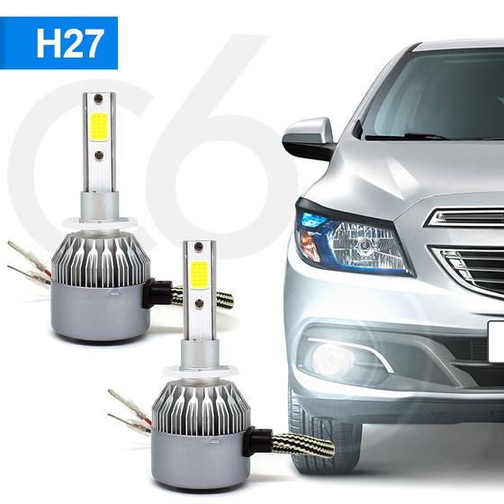 Imagem de Par Lâmpadas H27 Farol Milha Hyundai Santa Fé 2010 2011 2012 2013 Super Led C6 6000k 7200 Lumens Branco Frio Efeito Xenon