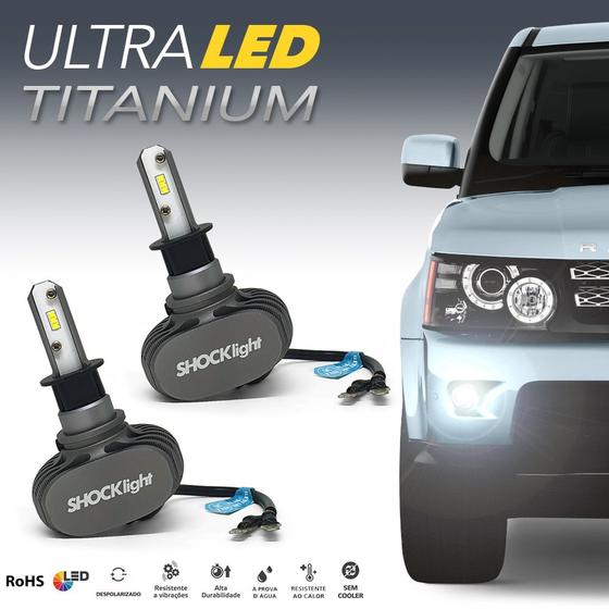 Imagem de Par Lâmpadas H3 Farol Milha Fox Ultra Led Titanium 10000 Lumens Forte Branco Efeito Xenon 2003 2004 2005 2006 2007 2008 2009