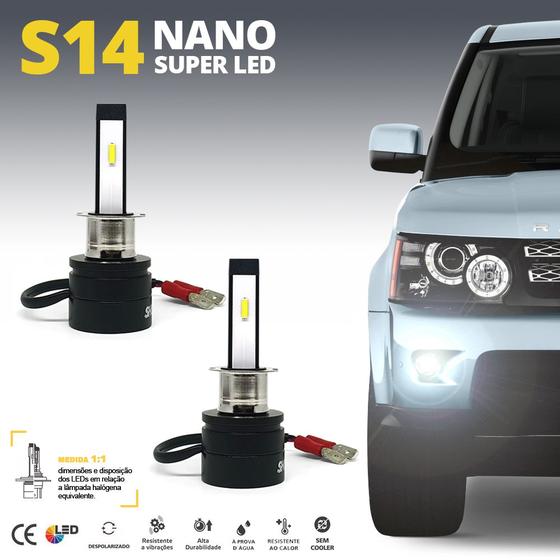 Imagem de Par Lâmpadas H3 Farol Milha Jac J3 2010 2011 2012 2013 2014 2015 Super Led Mini Nano 6000k Branco Frio Efeito Xenon Pequeno Top