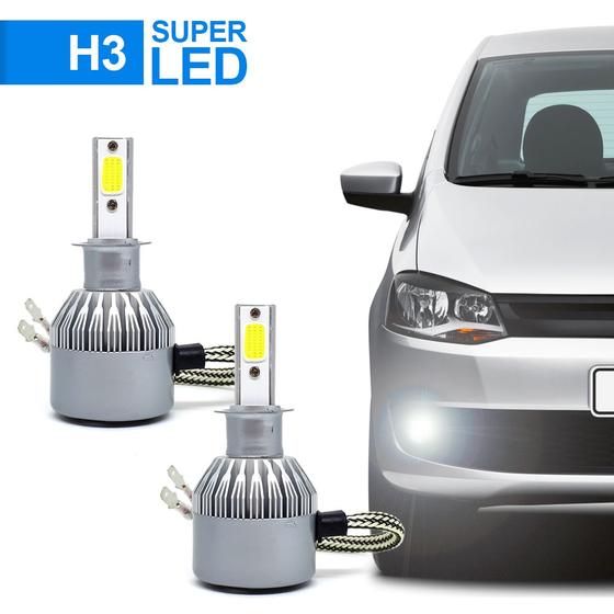 Imagem de Par Lâmpadas H3 Farol Milha Volkswagen Spacefox 2007 2008 2009 Super Led C6 6000k 7200 Lumens Cooler Top Barato