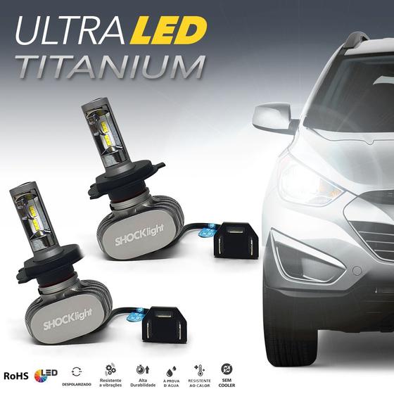 Imagem de Par Lâmpadas H4 Farol Alto Baixo Hilux Ultra Led Titanium 10000 Lumens Forte Branco Efeito Xenon 1998 1999 2000 2001