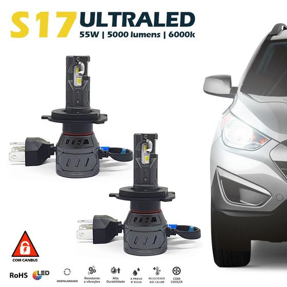 Imagem de Par Lâmpadas H4 Farol Alto Baixo Picanto Ultra Led 10000 Lumens Canbus Canceller Não Acusa 2007 2008 2009 2010 2011