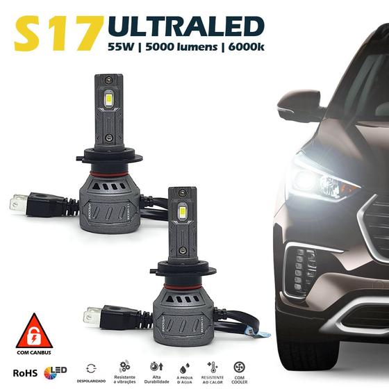 Imagem de Par Lâmpadas H7 Farol Alto Ford Fusion Ultra Led 10000 Lumens Canbus Canceller Branco Forte 2010 2011 2012 2013