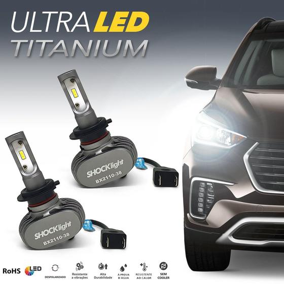 Imagem de Par Lâmpadas H7 Farol Baixo Bora Ultra Led Titanium 10000 Lumens Forte Branco Efeito Xenon 2000 2001 2002 2003 2004 2005