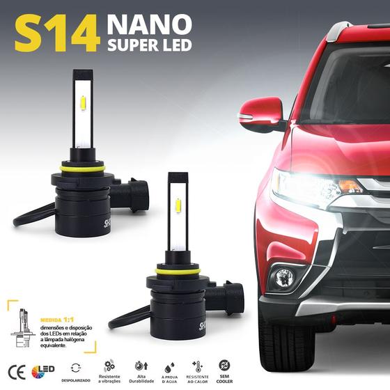 Imagem de Par Lâmpadas HB3 Farol Alto Corolla 2013 2014 2015 2016 2017 Super Led Mini Nano 6000k Sem Adaptar Shocklight S14