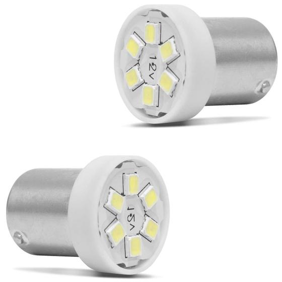 Imagem de Par Lâmpadas LED 1 Polo Trava Reta 6 LEDs 10W 12V Luz Branca Lanterna Dianteira Traseira e Teto