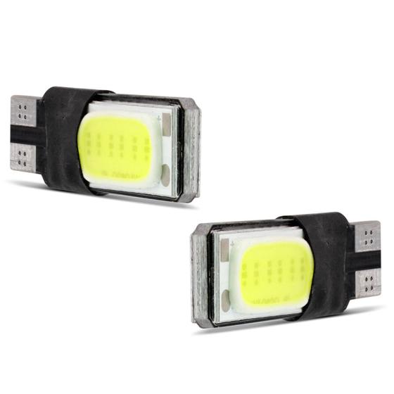 Par Lâmpadas LED COB T10 W5W Pingo Canbus 12 Leds 12V 0,5W Branca Aplicação Farol Baixo Menor preço em Par Lâmpadas LED COB T10 W5W Pingo Canbus 12 Leds 12V 0,5W Branca Aplicação Farol Baixo