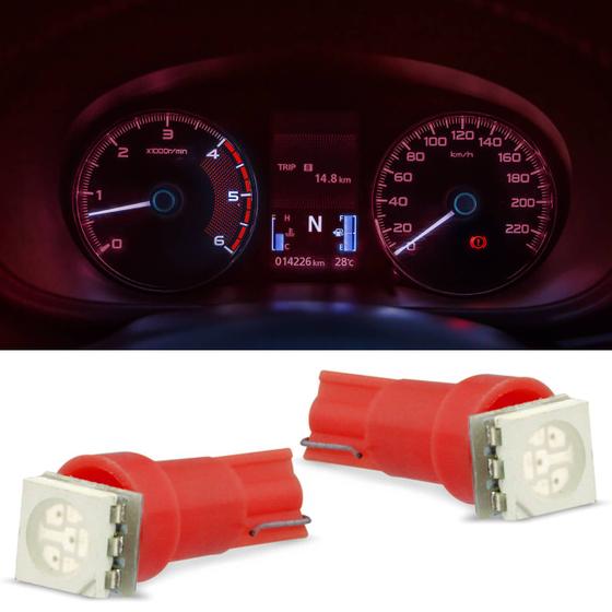 Par Lâmpadas LED Pingo Esmagadinha T5 0,2W 12V Luz Vermelha Aplicação no Painel Reposição Menor preço em Par Lâmpadas LED Pingo Esmagadinha T5 0,2W 12V Luz Vermelha Aplicação no Painel Reposição